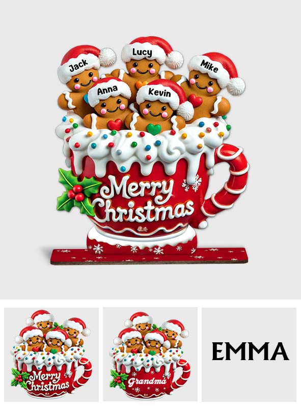 Frohe Weihnachten – Personalisiertes Familien-1-stöckiges großes freistehendes