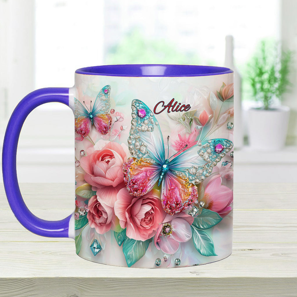Schmetterlinge lieben – Personalisierte Tasse mit Schmetterlingsmotiv