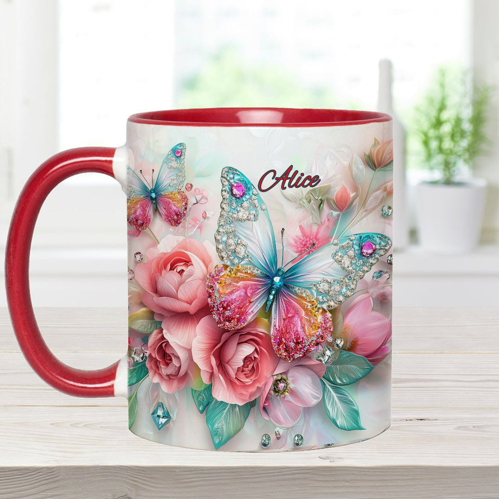 Schmetterlinge lieben – Personalisierte Tasse mit Schmetterlingsmotiv