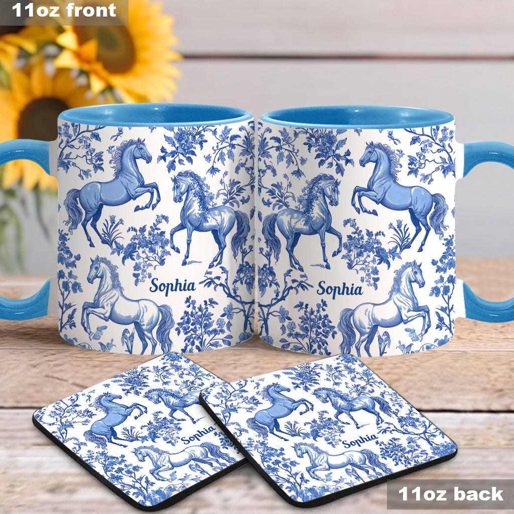Pferd Toile de Jouy – personalisierte Tasse mit Pferdeakzent