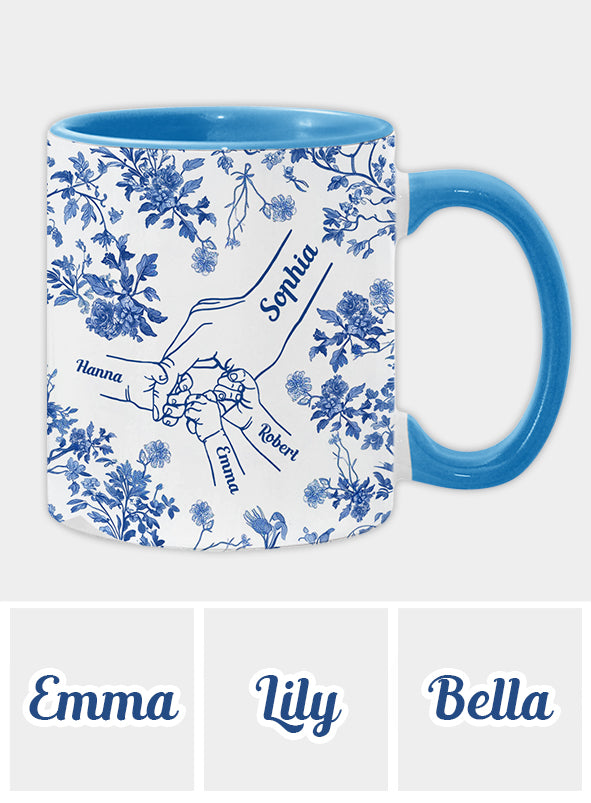Mutterhand Toile de Jouy - Personalisierte Tasse mit Muttermotiv
