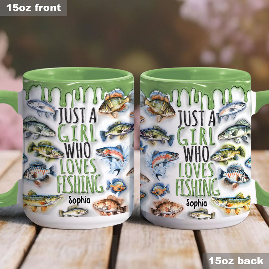 Just A Girl Who Loves Fishing - Personalized Fishing Accent Mug