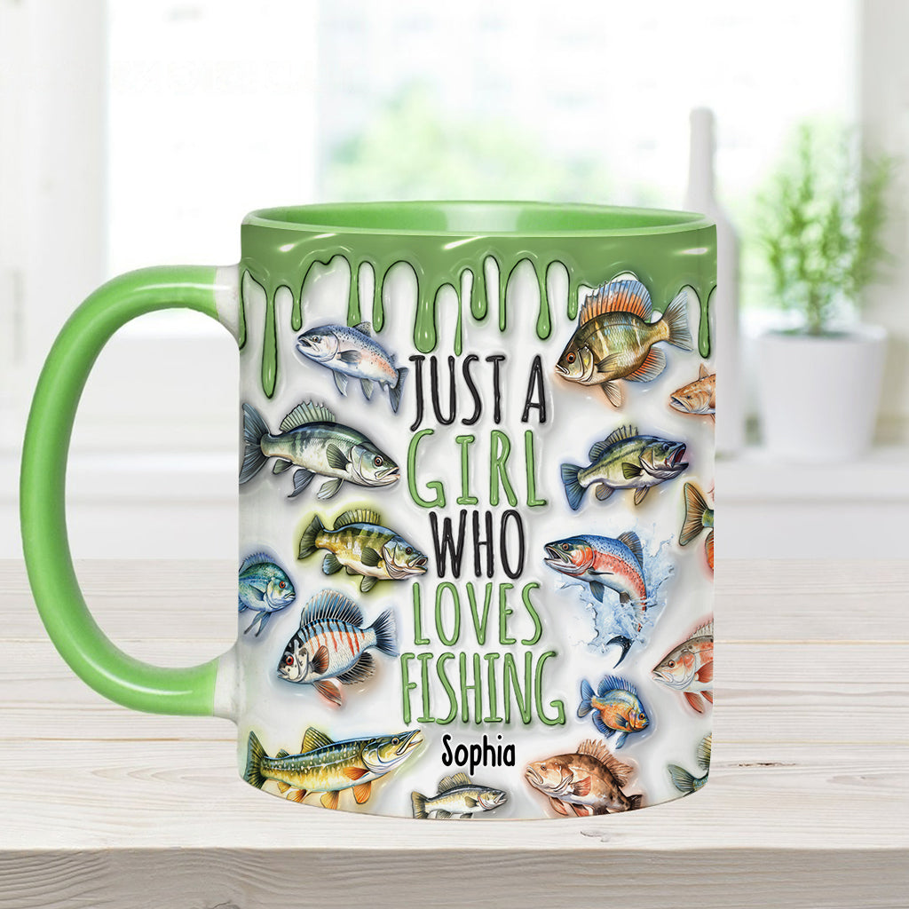 Just A Girl Who Loves Fishing - Personalized Fishing Accent Mug