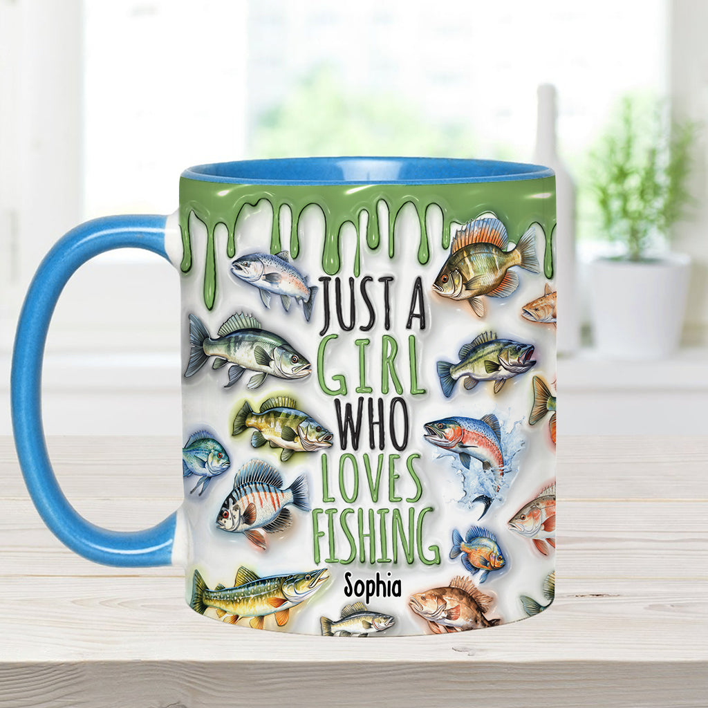 Just A Girl Who Loves Fishing - Personalized Fishing Accent Mug