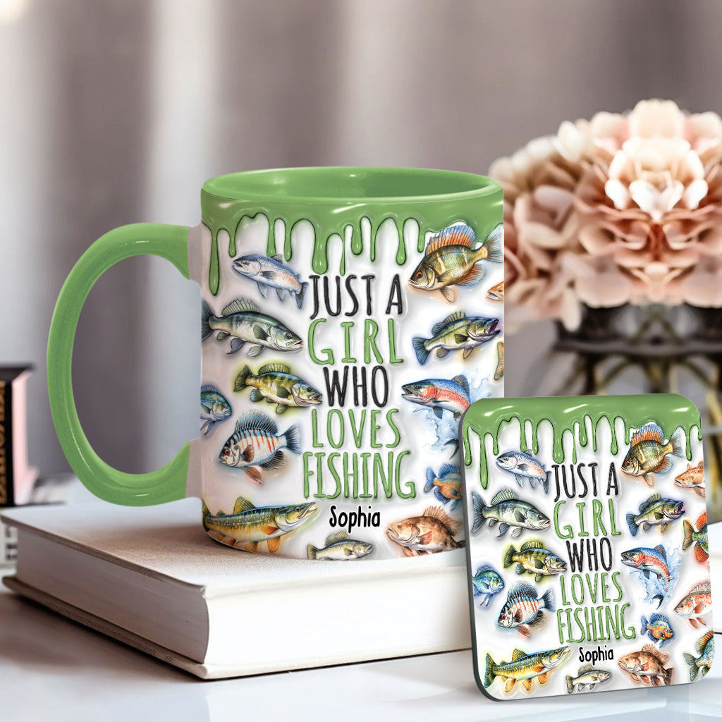 Just A Girl Who Loves Fishing - Personalized Fishing Accent Mug