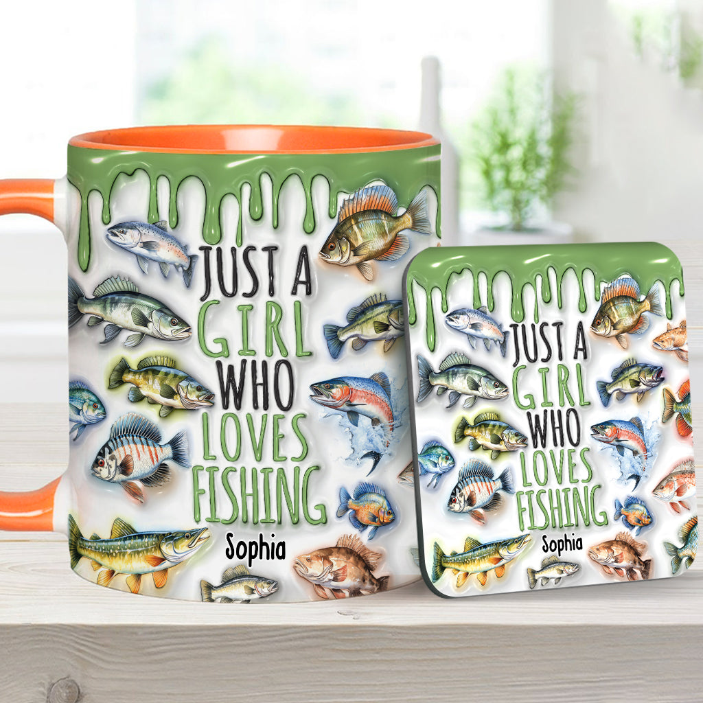 Just A Girl Who Loves Fishing - Personalized Fishing Accent Mug