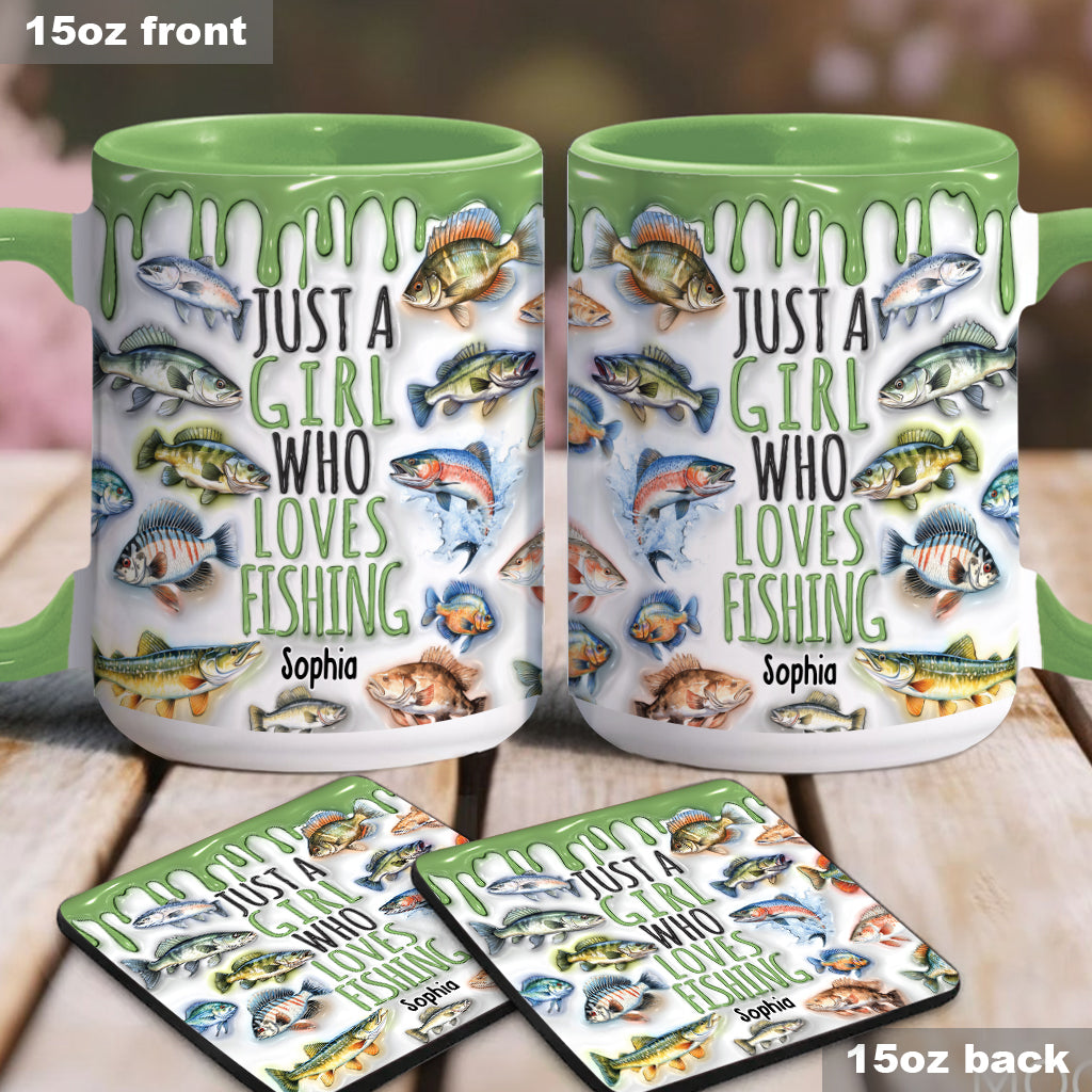 Just A Girl Who Loves Fishing - Personalized Fishing Accent Mug