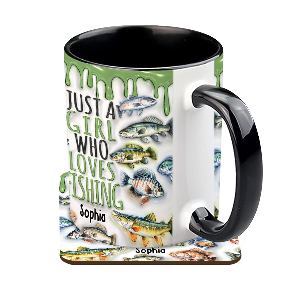 Just A Girl Who Loves Fishing - Personalized Fishing Accent Mug
