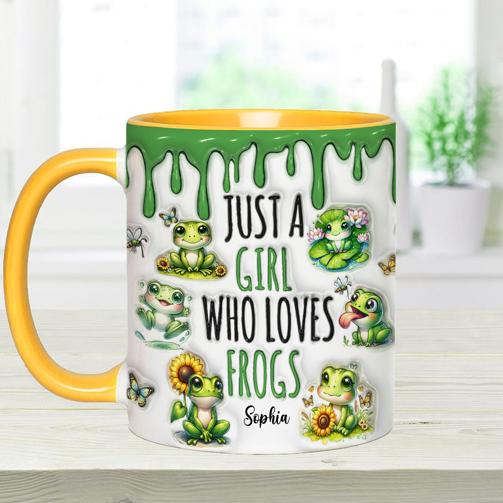 Einfach ein Mädchen, das Frösche liebt – personalisierte Tasse mit Froschmotiv