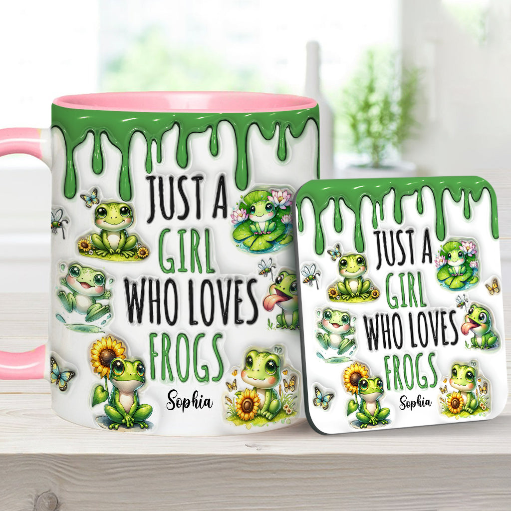 Einfach ein Mädchen, das Frösche liebt – personalisierte Tasse mit Froschmotiv