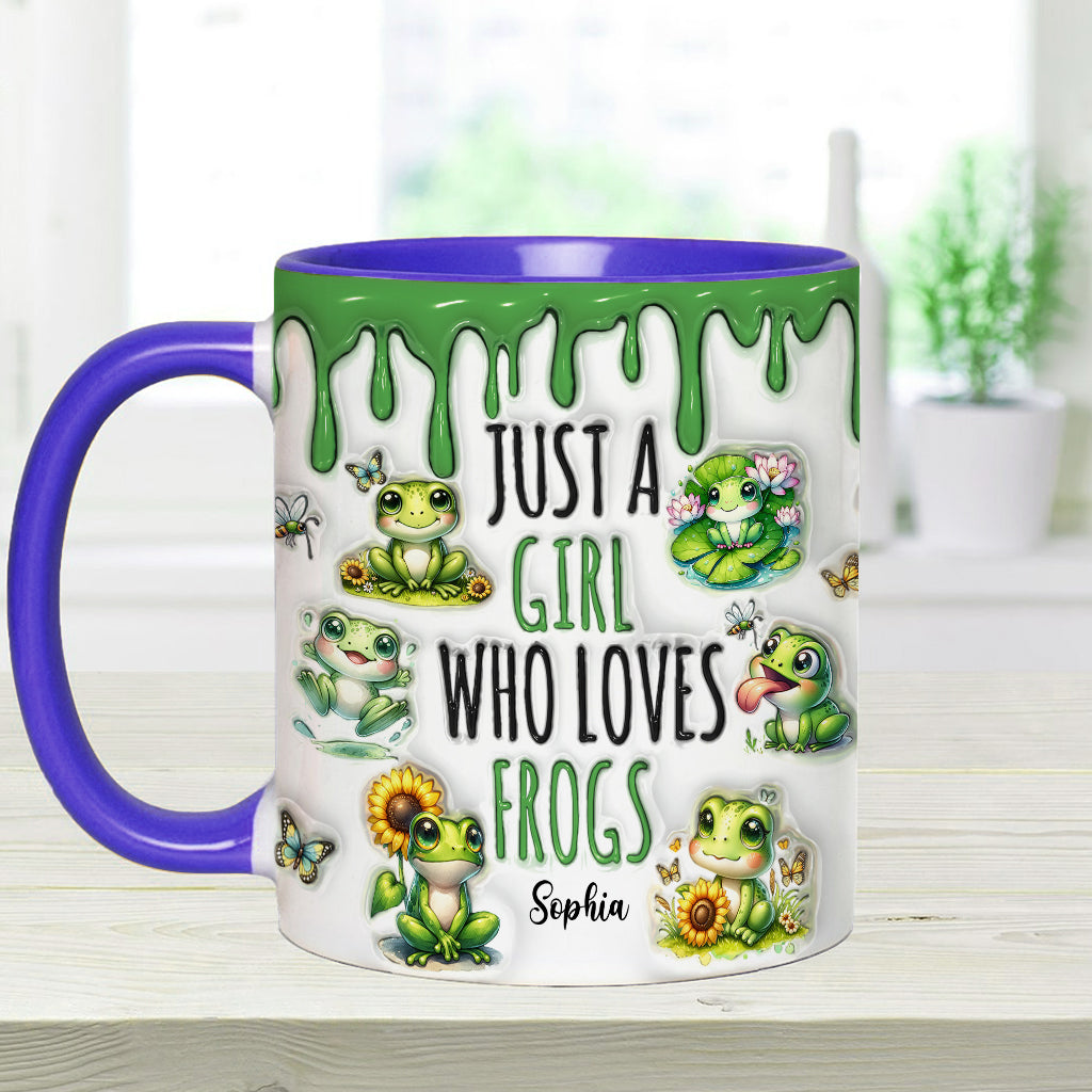 Einfach ein Mädchen, das Frösche liebt – personalisierte Tasse mit Froschmotiv
