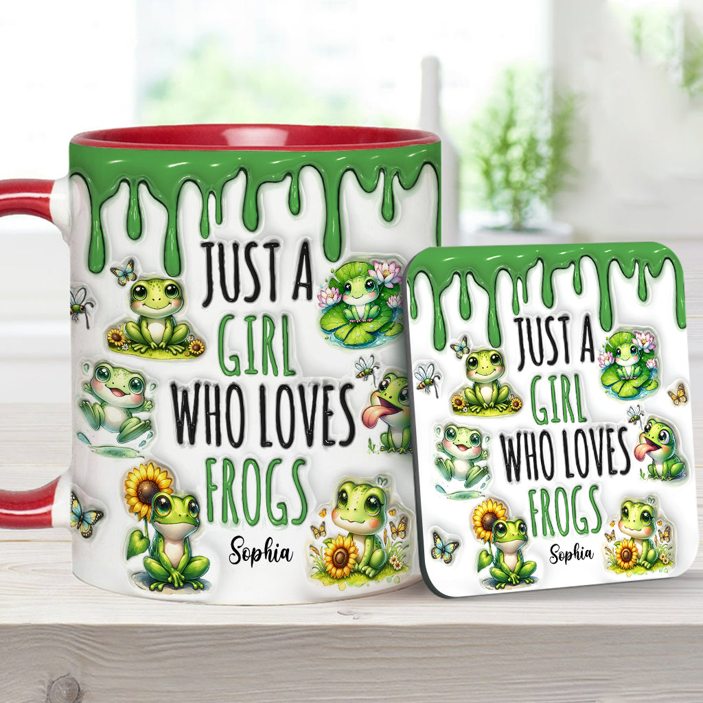 Einfach ein Mädchen, das Frösche liebt – personalisierte Tasse mit Froschmotiv