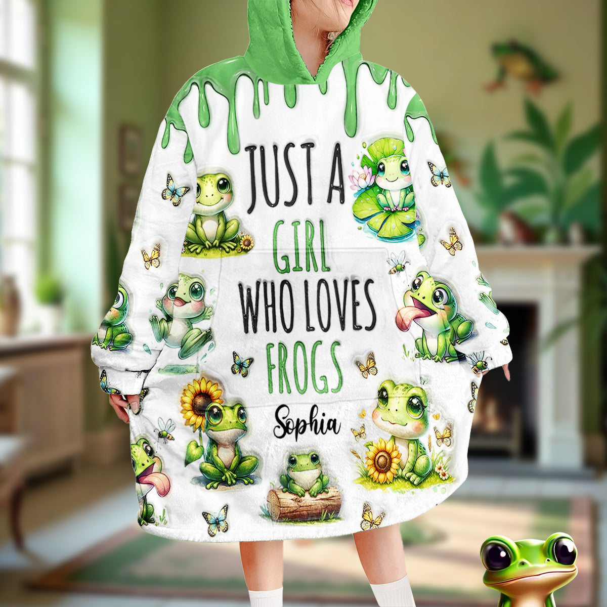 Einfach ein Mädchen, das Frösche liebt – Personalisierter Frosch-Hoodie