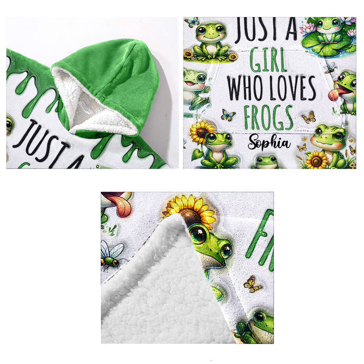 Einfach ein Mädchen, das Frösche liebt – Personalisierter Frosch-Hoodie