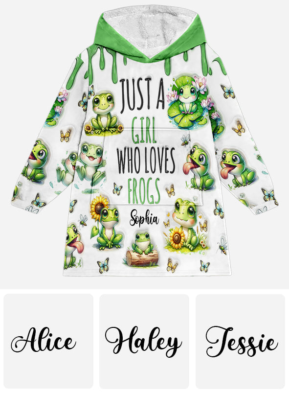 Einfach ein Mädchen, das Frösche liebt – Personalisierter Frosch-Hoodie