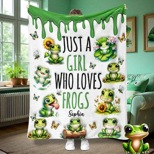 Just A Girl Who Loves Frogs - Personalized Frog Blanket