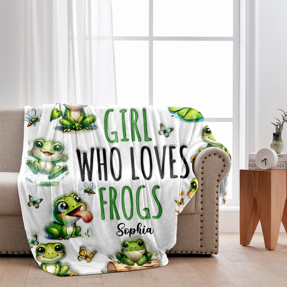 Just A Girl Who Loves Frogs - Personalized Frog Blanket