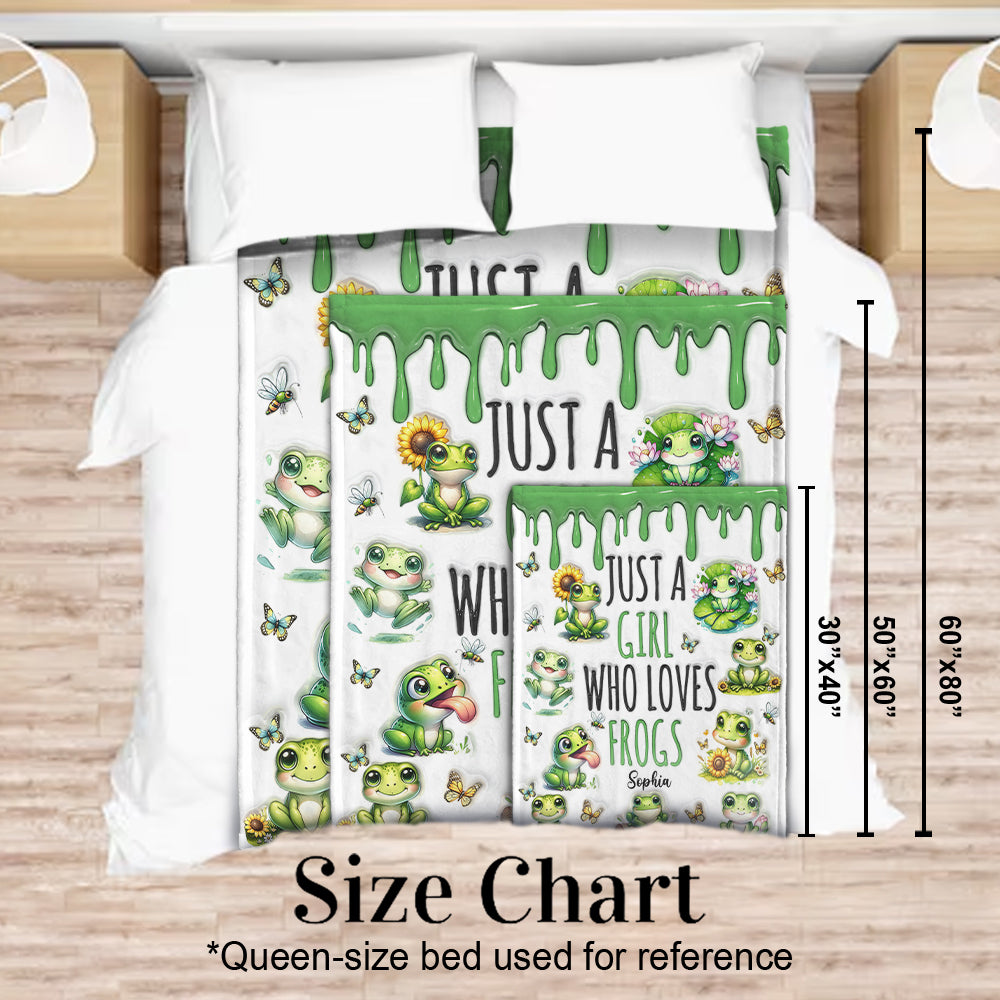 Just A Girl Who Loves Frogs - Personalized Frog Blanket