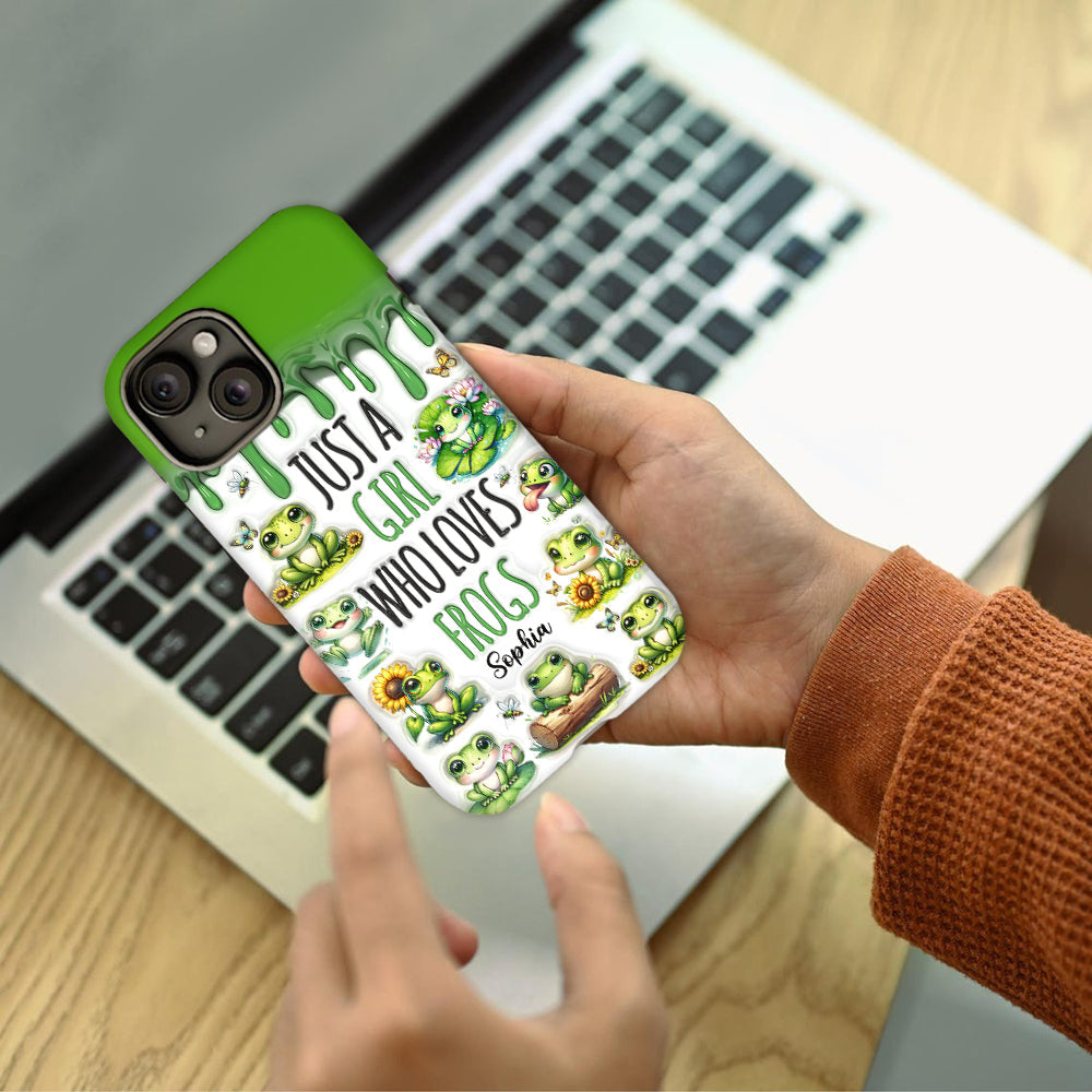 Einfach ein Mädchen, das Frösche liebt – Personalisierte Handyhülle mit Frosch-Vollbilddruck
