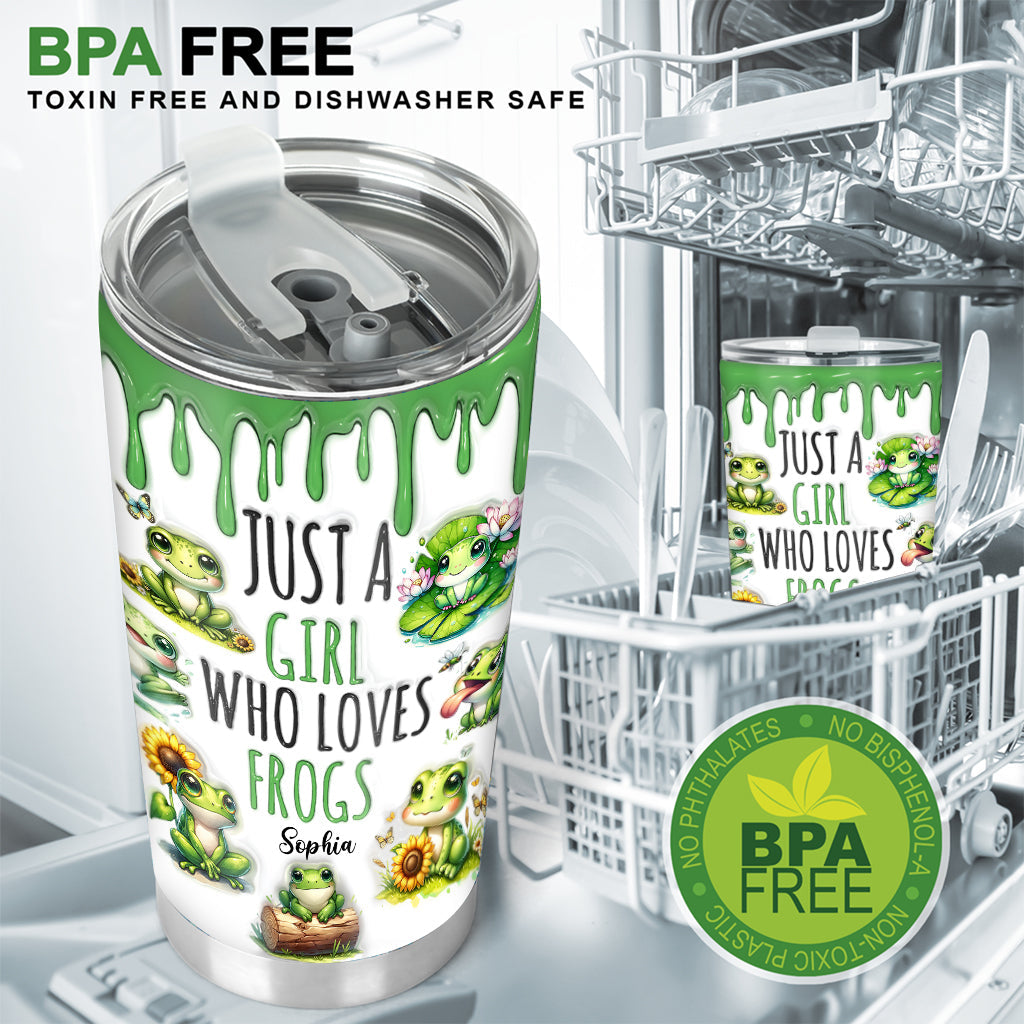 Einfach ein Mädchen, das Frösche liebt – personalisierter Froschbecher