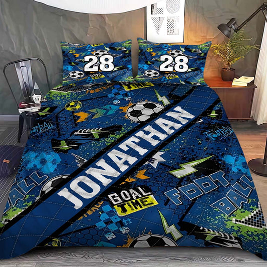 Goal Time - Personalized Soccer Quilt Set