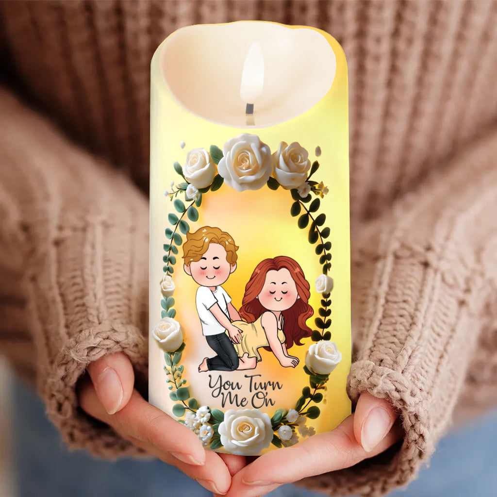 Du machst mich an – Personalisierte flammenlose Kerze für Paare