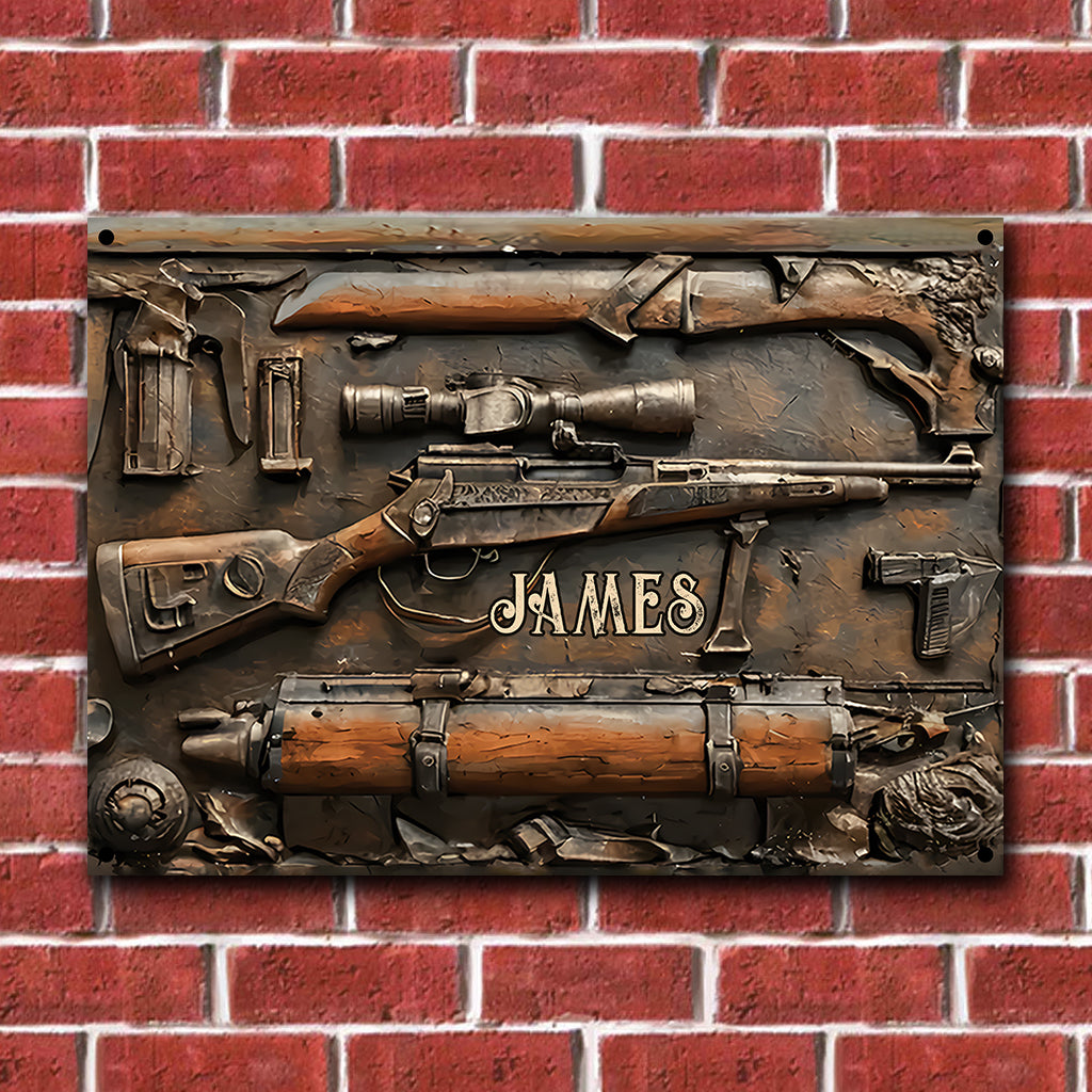 Vintage Tools - Personalized Hunting Rectangle Metal Sign