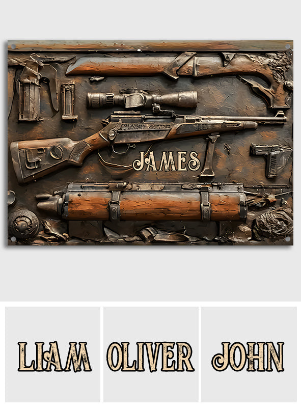 Vintage Tools - Personalized Hunting Rectangle Metal Sign