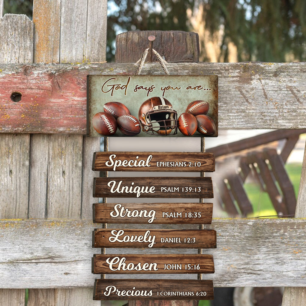 God Says You Are... - Personalized Football Pallet Wood Sign
