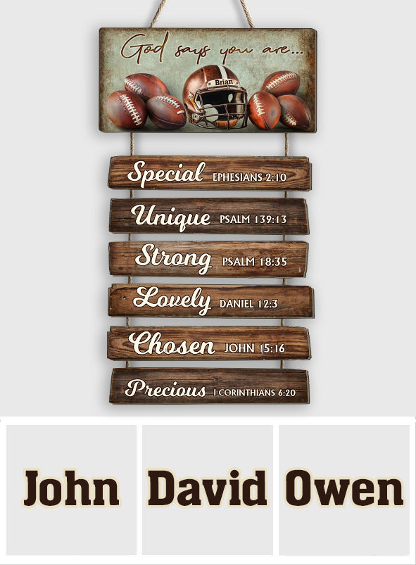 God Says You Are... - Personalized Football Pallet Wood Sign
