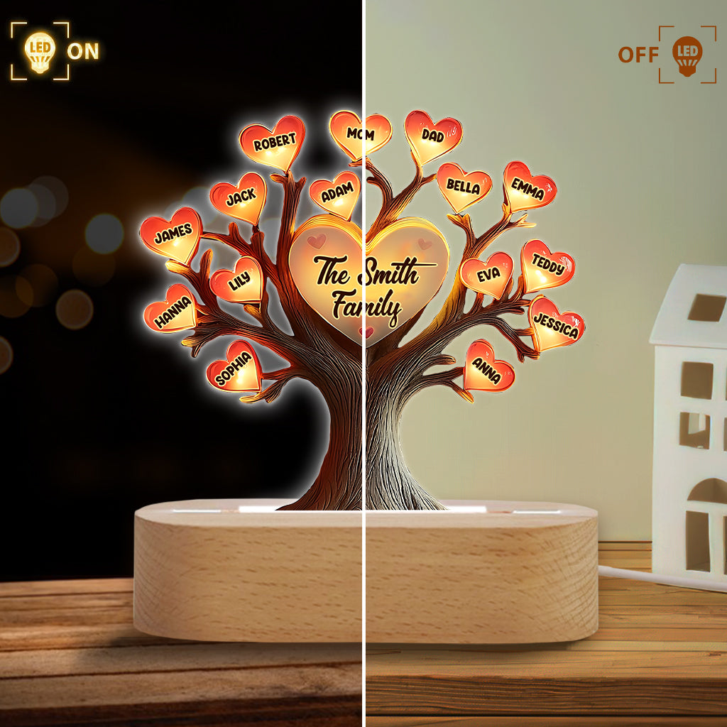 Stammbaum – Personalisierte, familienförmige Plakettenleuchte