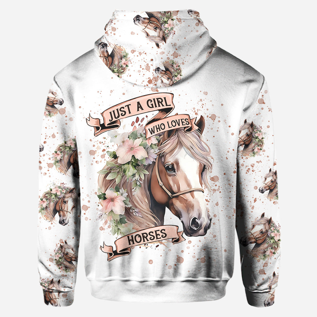 Einfach ein Mädchen, das Pferde liebt – Personalisierter Pferde-Hoodie und Leggings