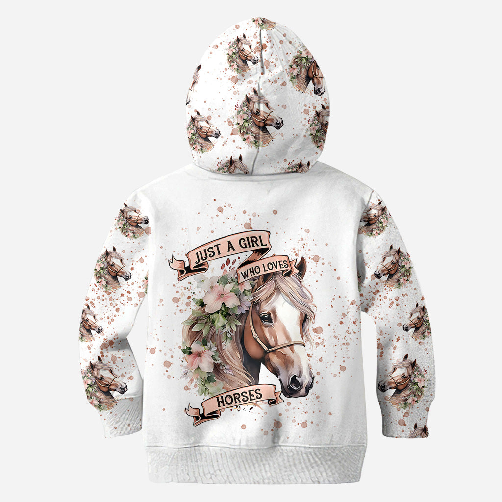 Einfach ein Mädchen, das Pferde liebt – Personalisierter Pferde-Hoodie und Leggings