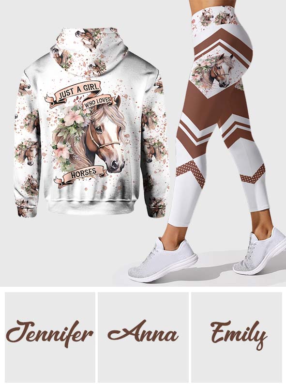 Einfach ein Mädchen, das Pferde liebt – Personalisierter Pferde-Hoodie und Leggings