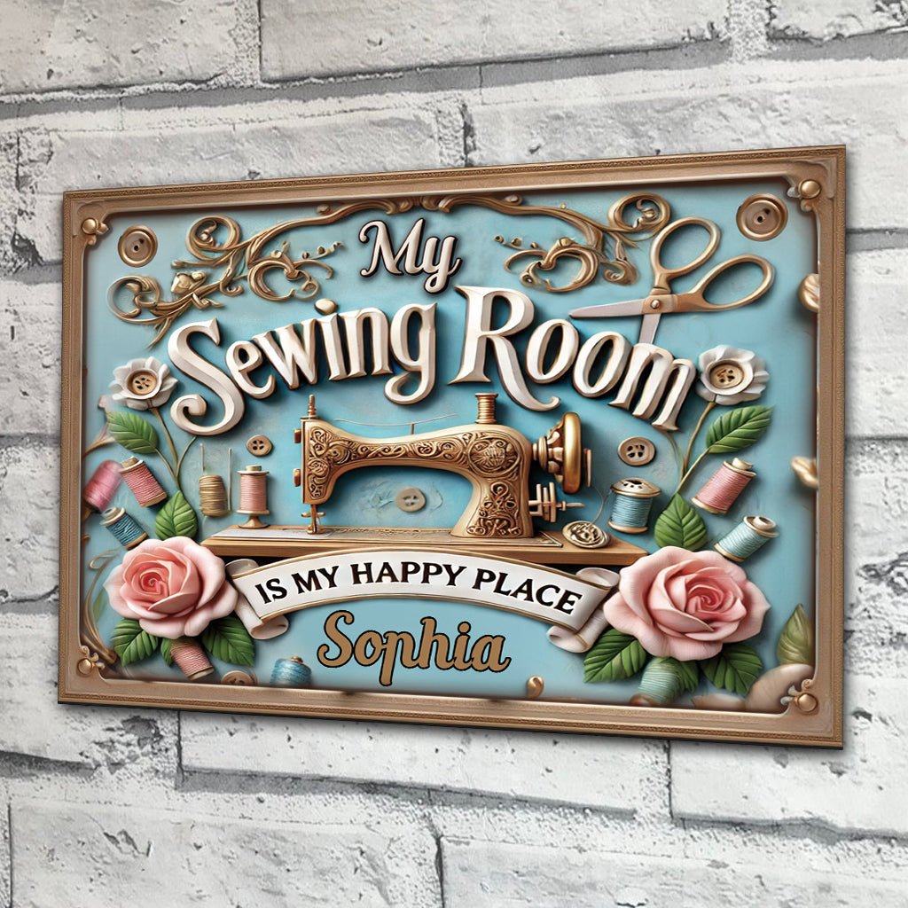 My Sewing Room - Personalized Sewing Rectangle Metal Sign