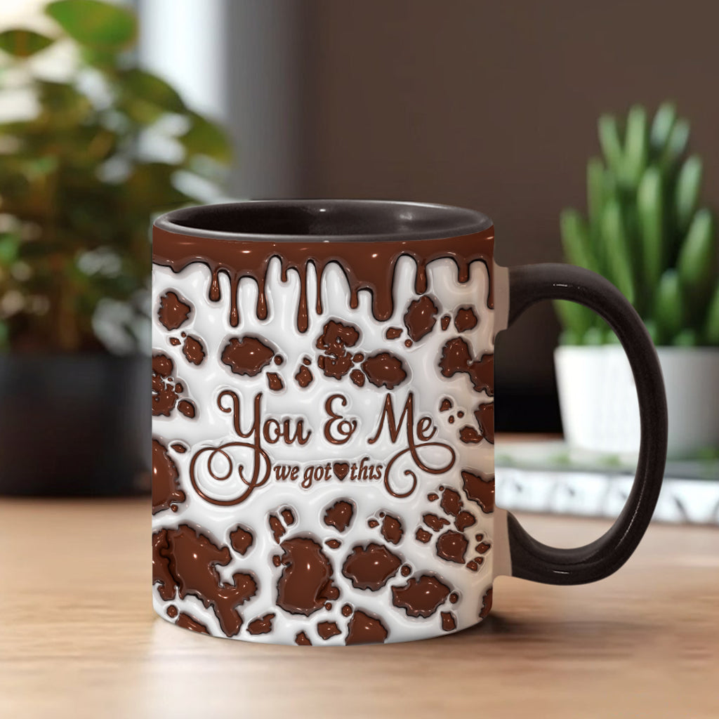 „Du und ich, wir schaffen das“ – personalisierte Tasse mit Hochlandrind-Motiv