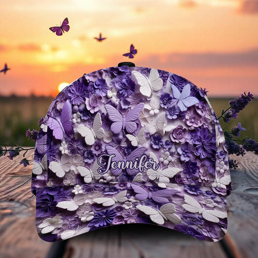 Purple Butterflies - Personalized Butterfly Classic Cap