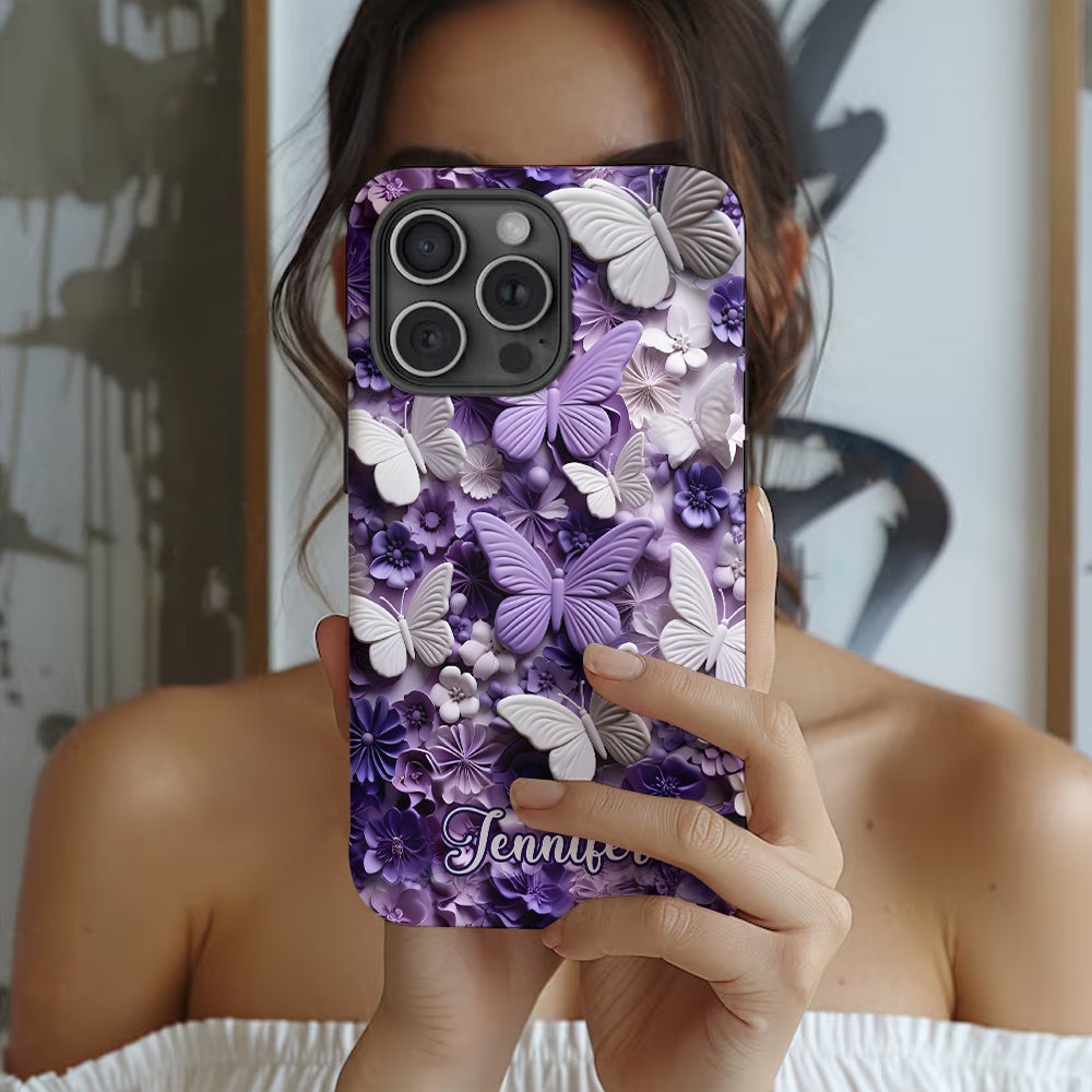Lila Schmetterlinge – Personalisierte Handyhülle mit Schmetterlingsmotiv