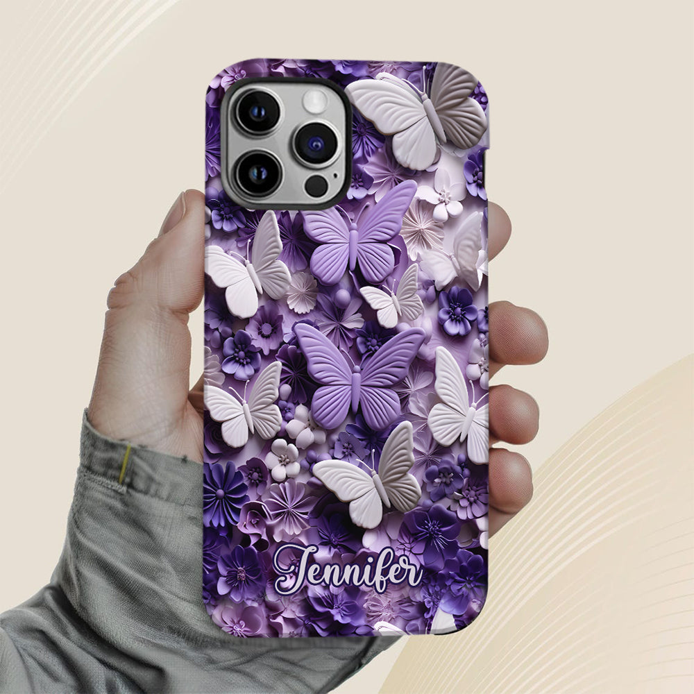 Lila Schmetterlinge – Personalisierte Handyhülle mit Schmetterlingsmotiv
