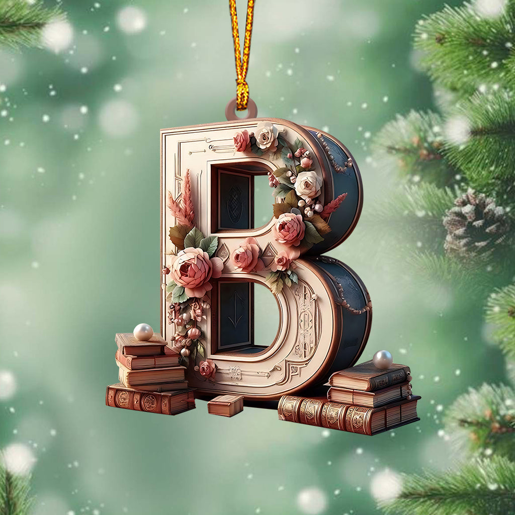 Vintage-Buchbuchstaben-Ornament – ​​personalisiertes Buchornament