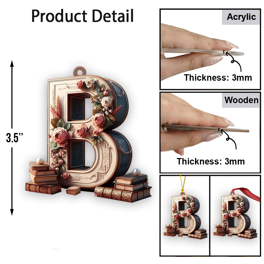 Vintage-Buchbuchstaben-Ornament – ​​personalisiertes Buchornament