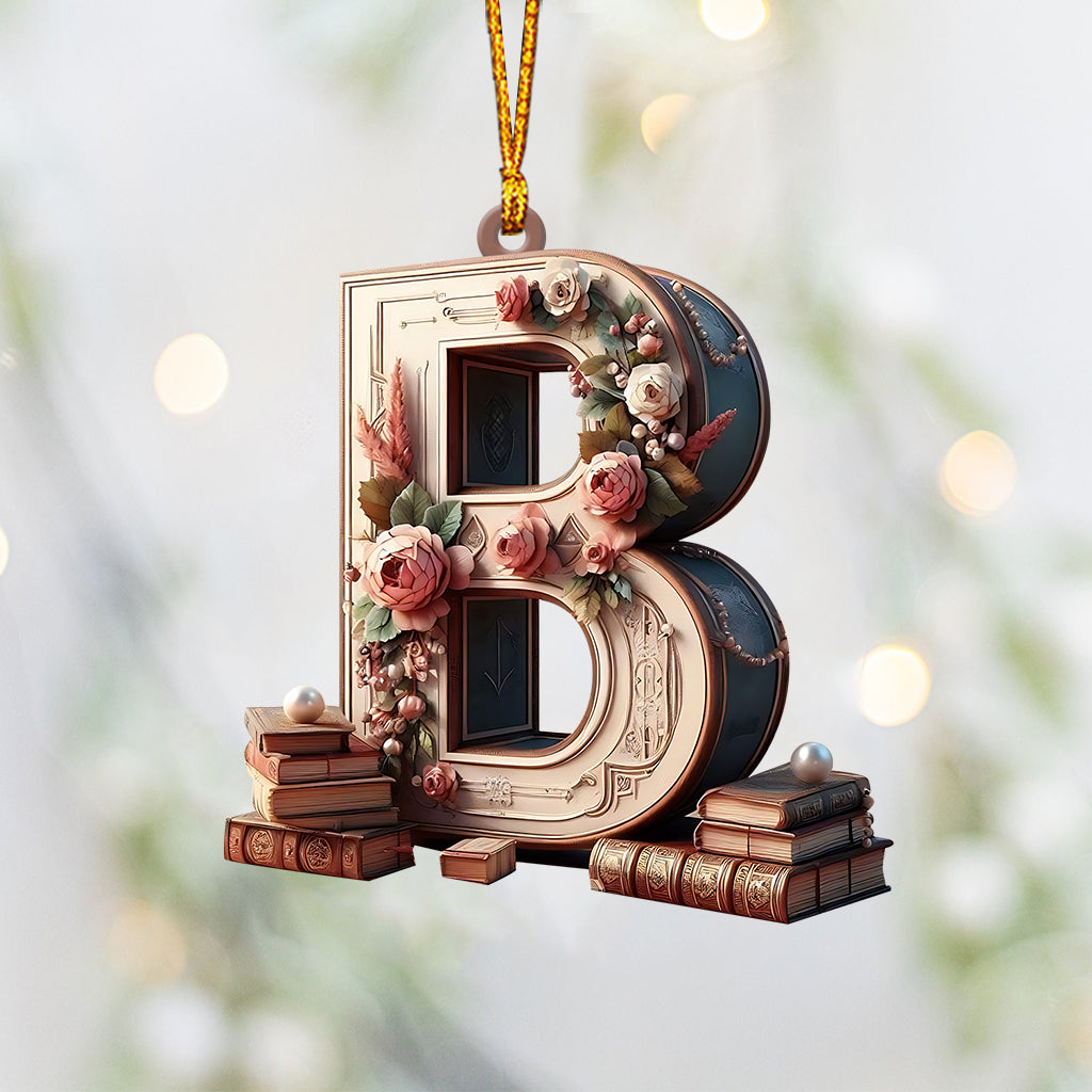 Vintage-Buchbuchstaben-Ornament – ​​personalisiertes Buchornament