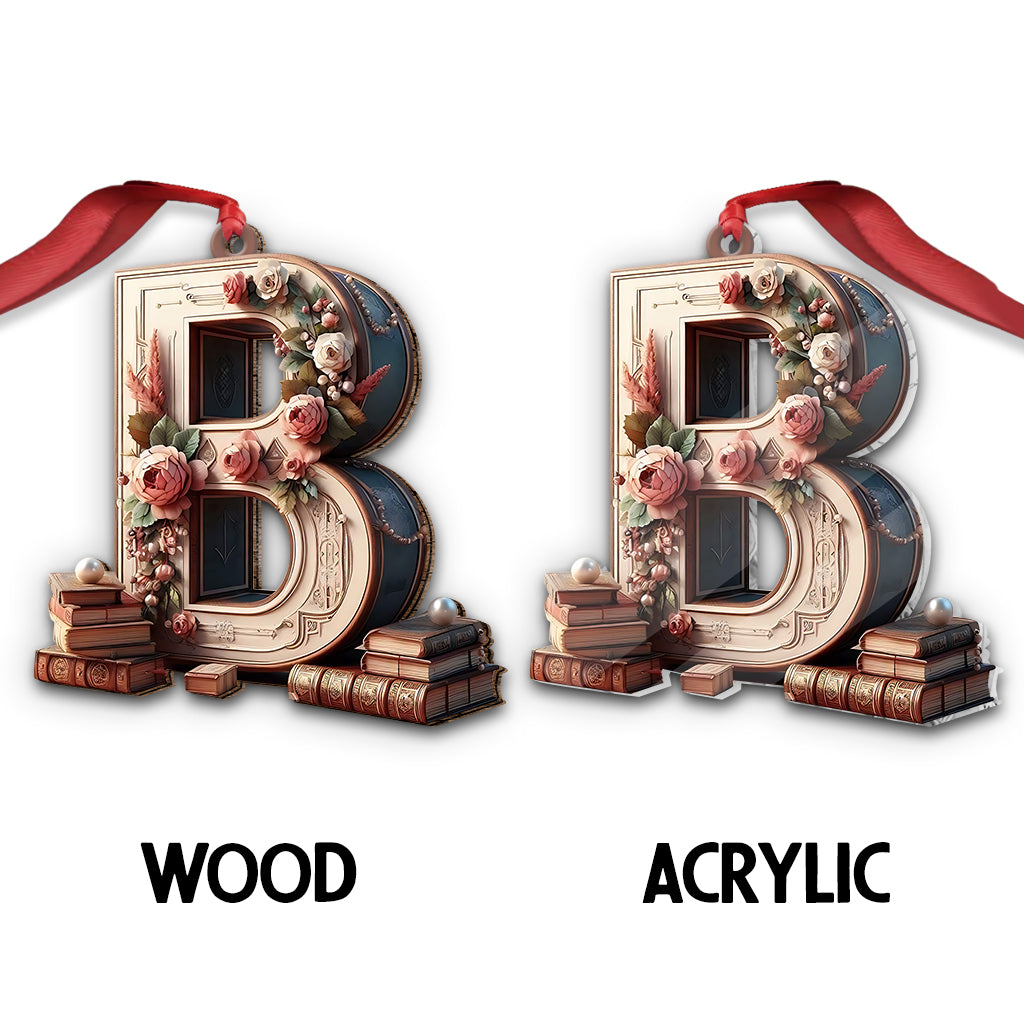 Vintage-Buchbuchstaben-Ornament – ​​personalisiertes Buchornament