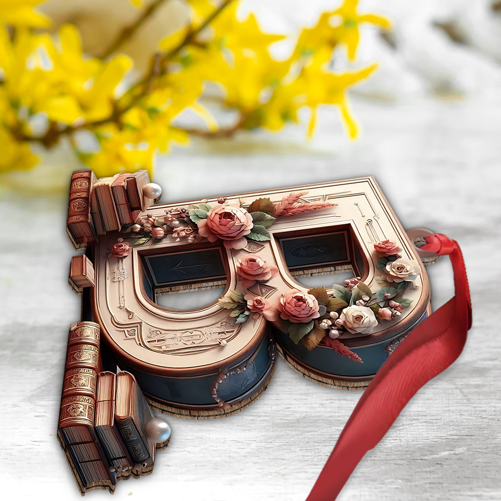 Vintage-Buchbuchstaben-Ornament – ​​personalisiertes Buchornament