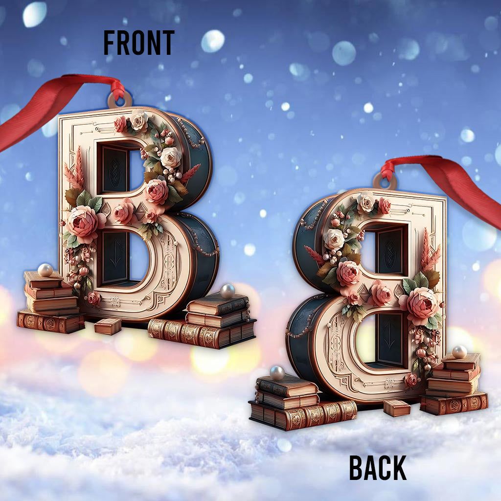 Vintage-Buchbuchstaben-Ornament – ​​personalisiertes Buchornament