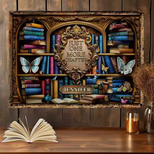 Nur noch ein Kapitel – Personalisiertes rechteckiges Metallschild für Bücher