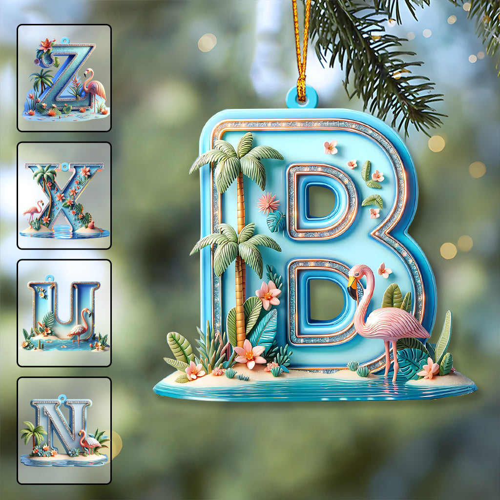 Flamingo Letter - Personalized Flamingo Ornament