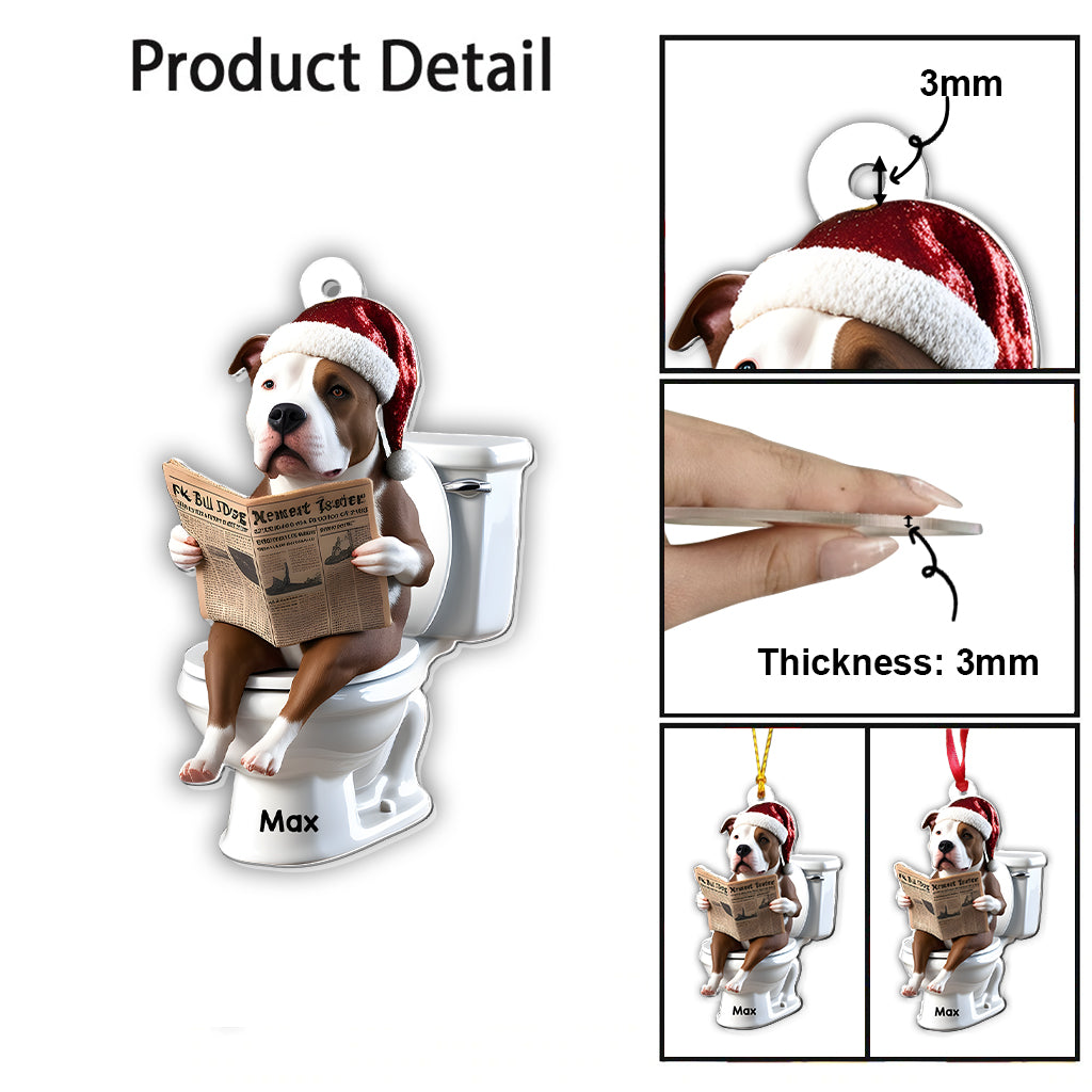 Pitbull liest Zeitung – Personalisierter transparenter Pitbull-Anhänger