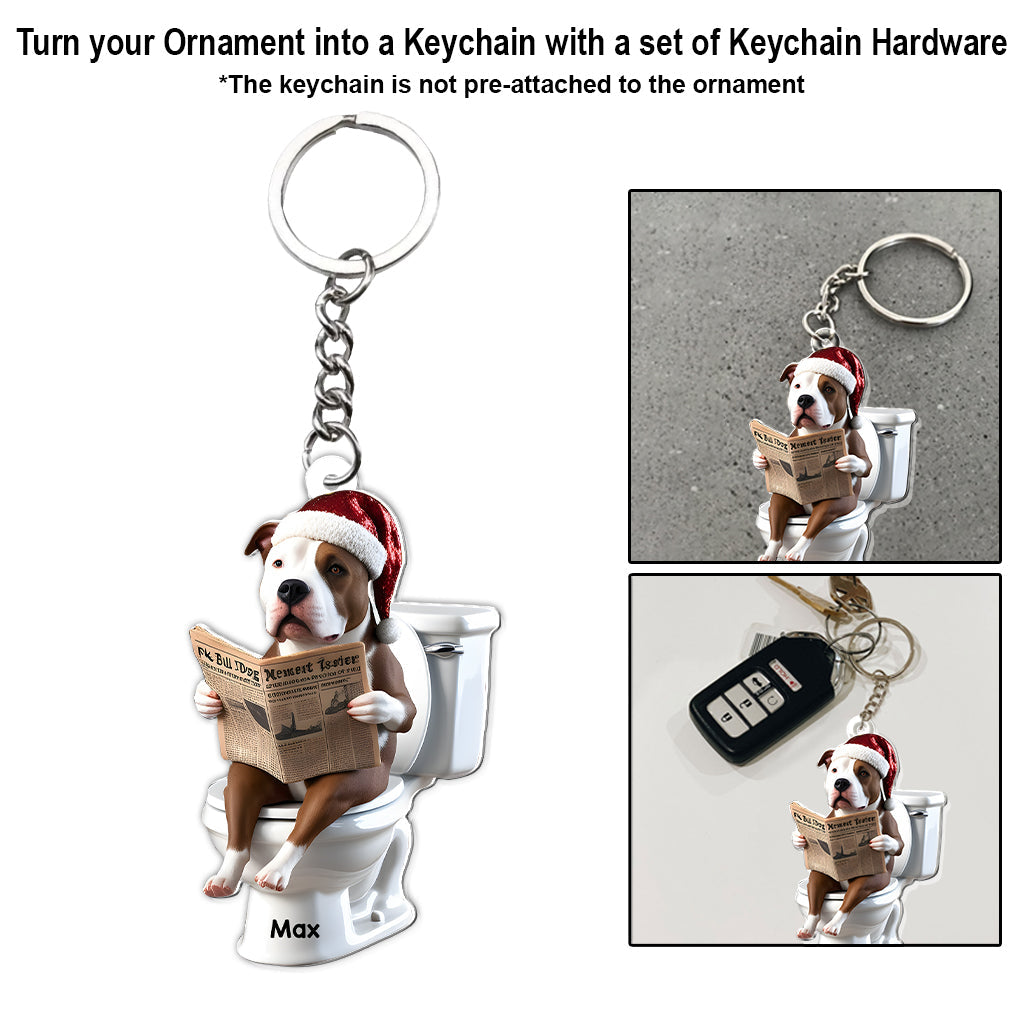 Pitbull liest Zeitung – Personalisierter transparenter Pitbull-Anhänger