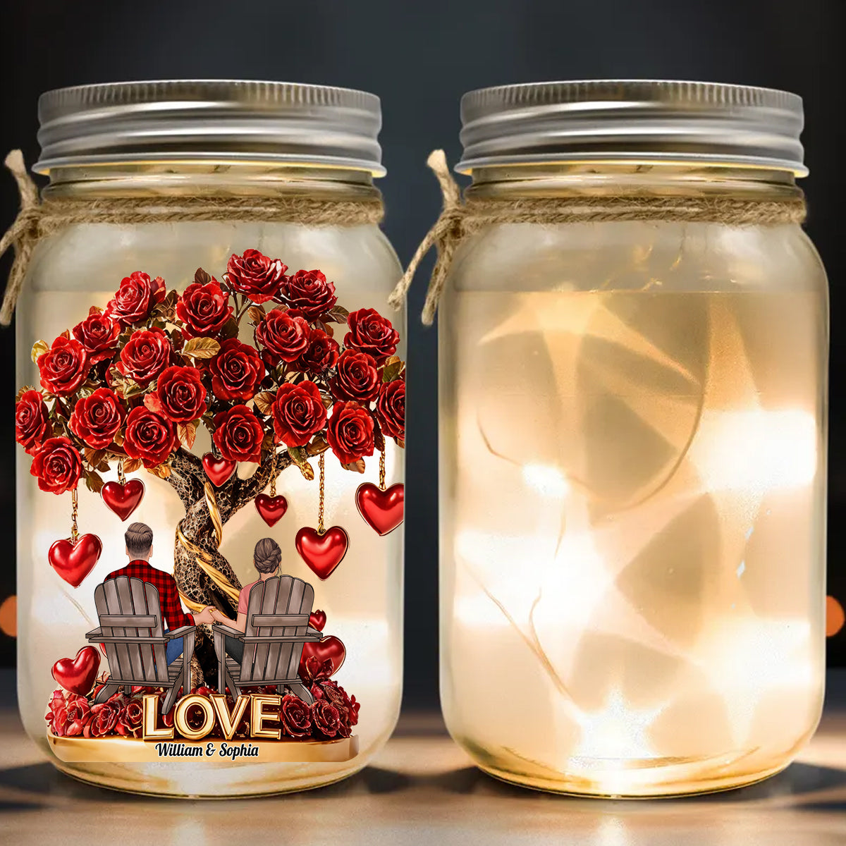 Wahre Liebe – Personalisierte Pärchen-Lichterkette im Einmachglas